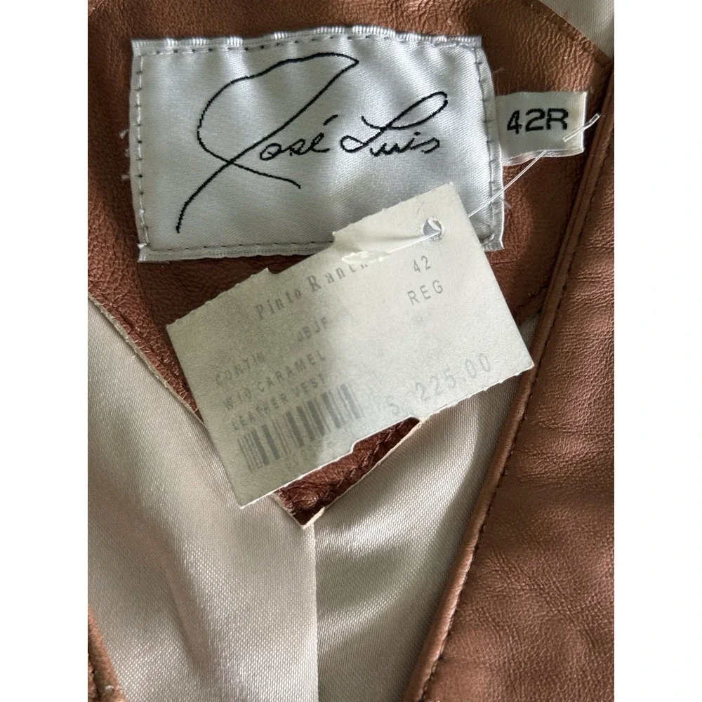 Jose Luis NWT Mens‎ Leather Vest 42R Brown Buttons Western Cowboy